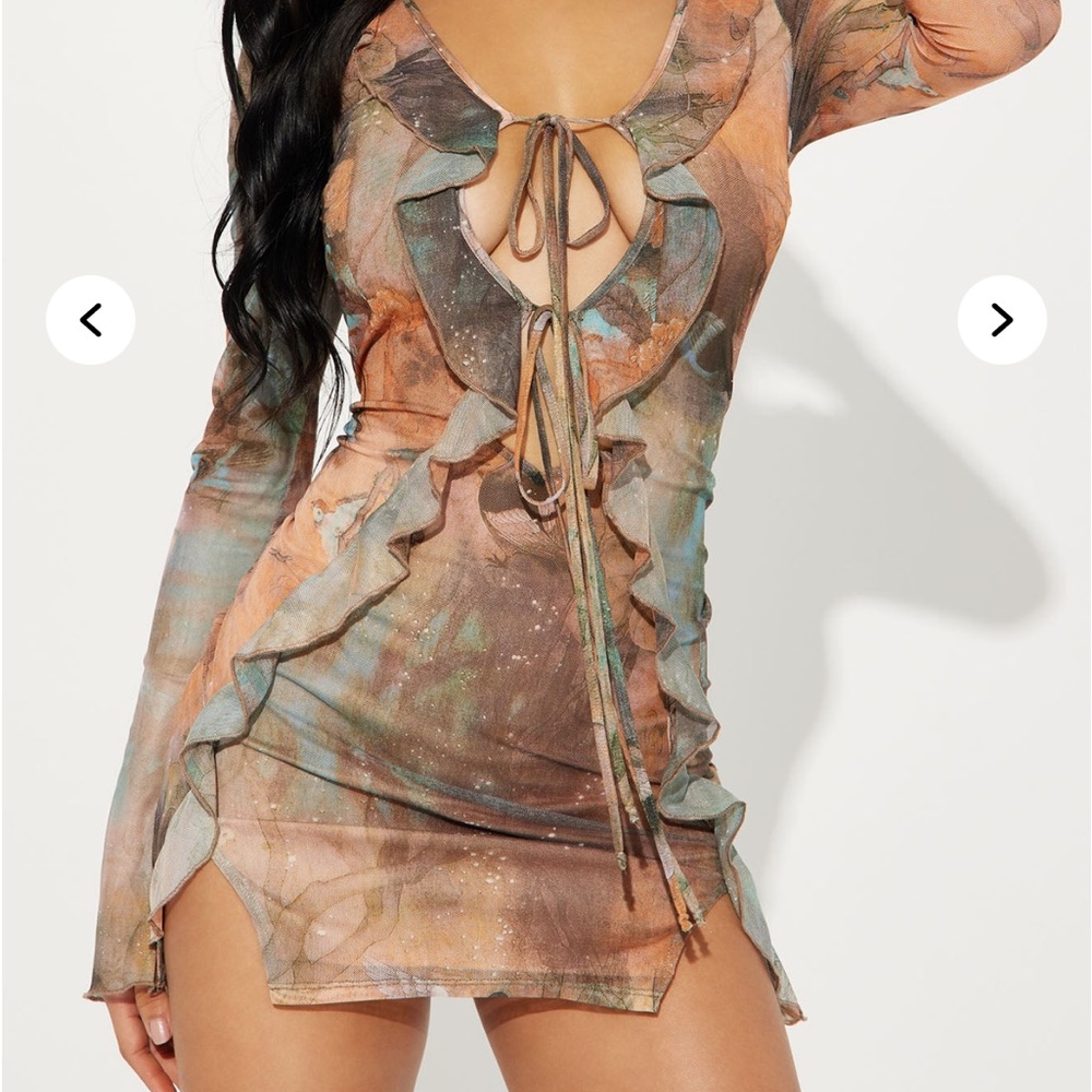 Fashion Nova Brown and Blue Dress Coverup